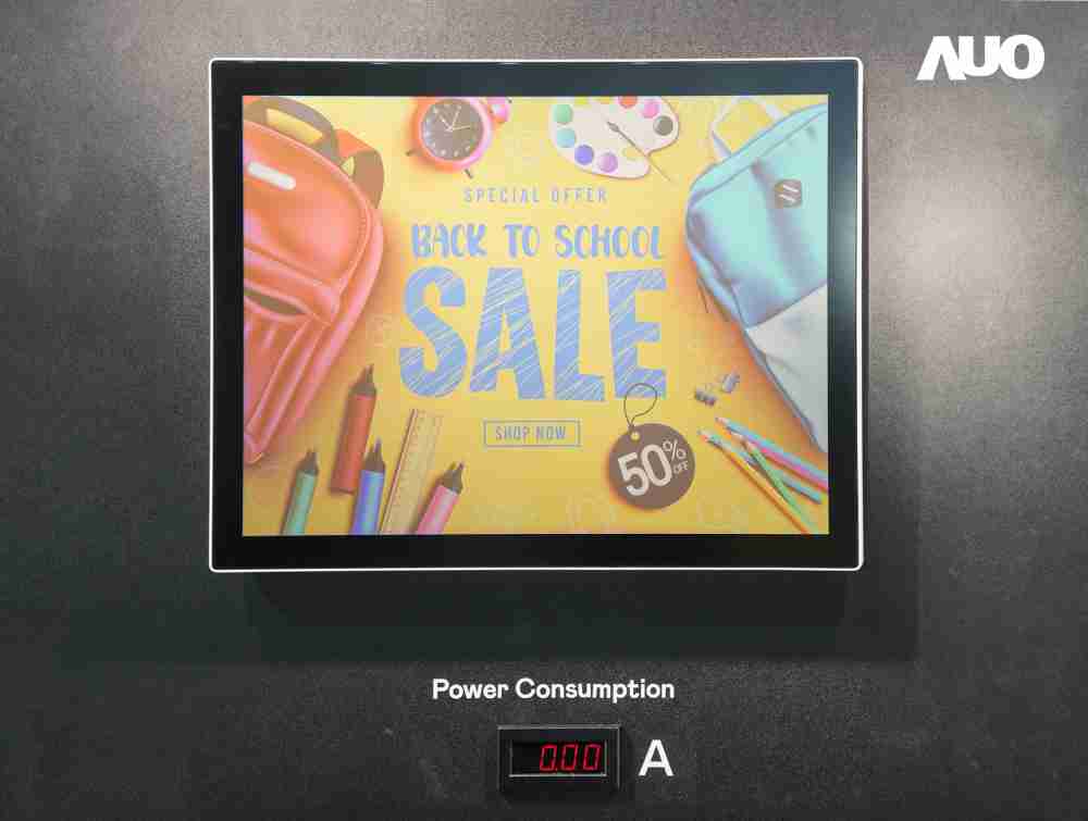 壹号平台展示胆固醇液晶超低耗能户外全彩显示器，，ChLC（胆固醇液晶）以双稳态技术使静态显示零功耗，，具省电、、、、高彩度、、、环保的特性，，还整合软硬件系统解决方案，，可透过单一云端平台管理